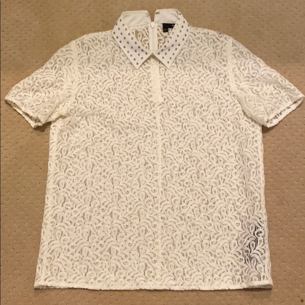 The Kooples lace sheer top with a detailed collar